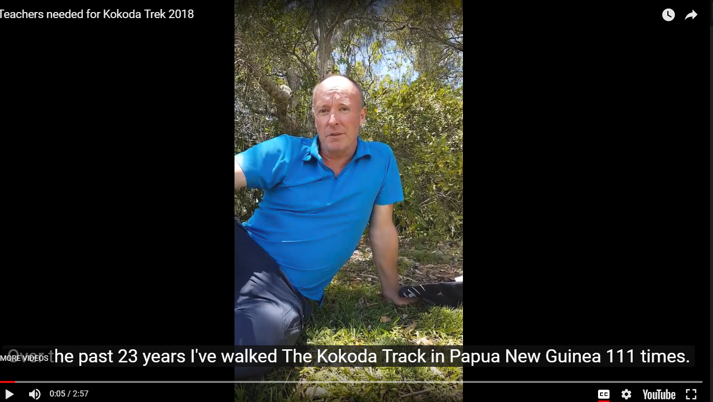 Teachers needed for 2018 Kokoda Trek - Click here to view the video